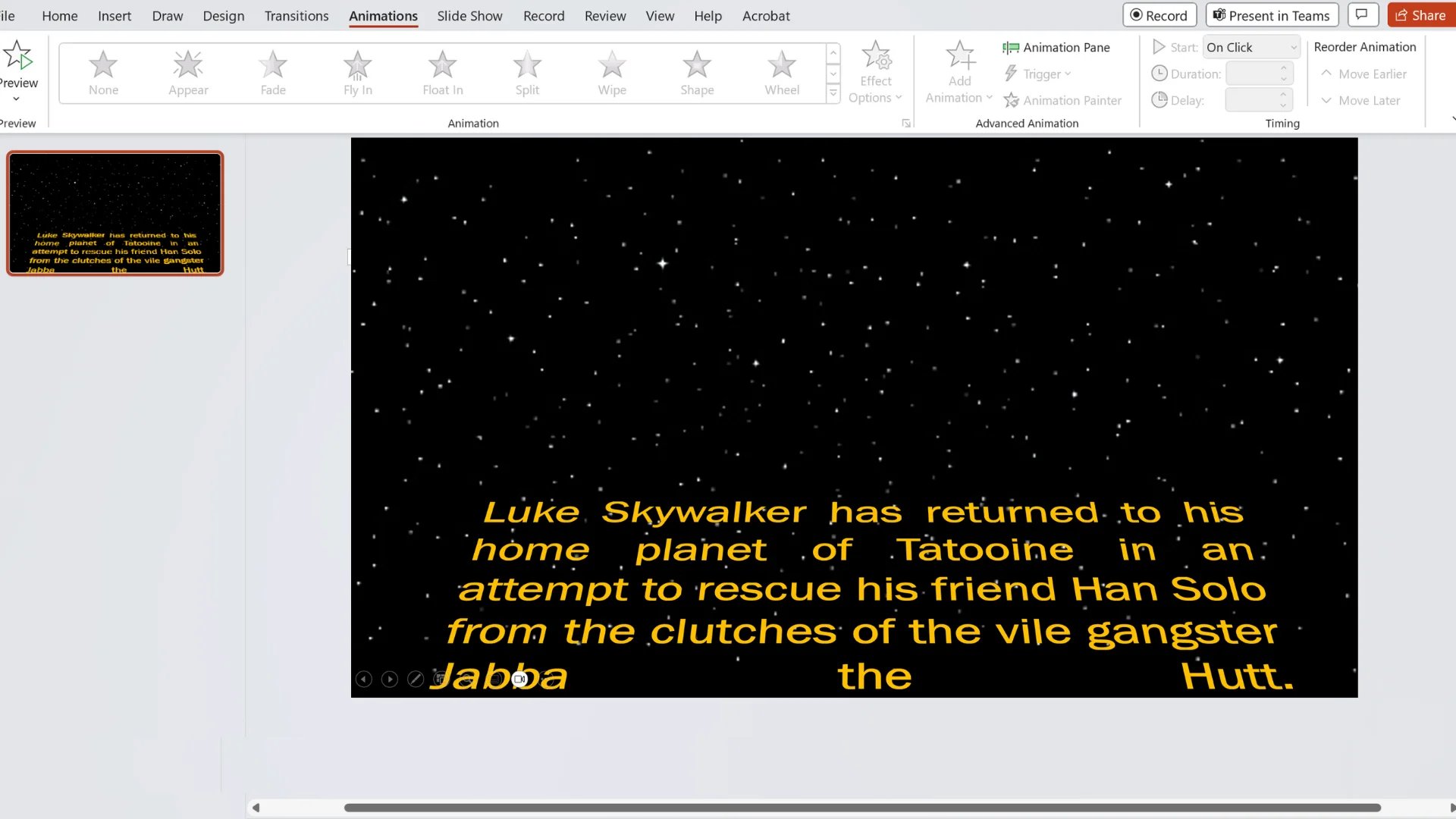 Star Wars Opening Crawl in Powerpoint