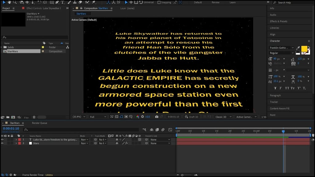 Star Wars Opening Crawl in After Effects