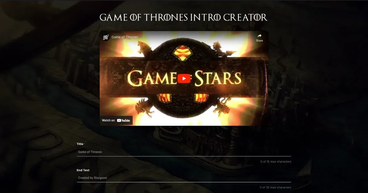 Game of Thrones Intro Creator