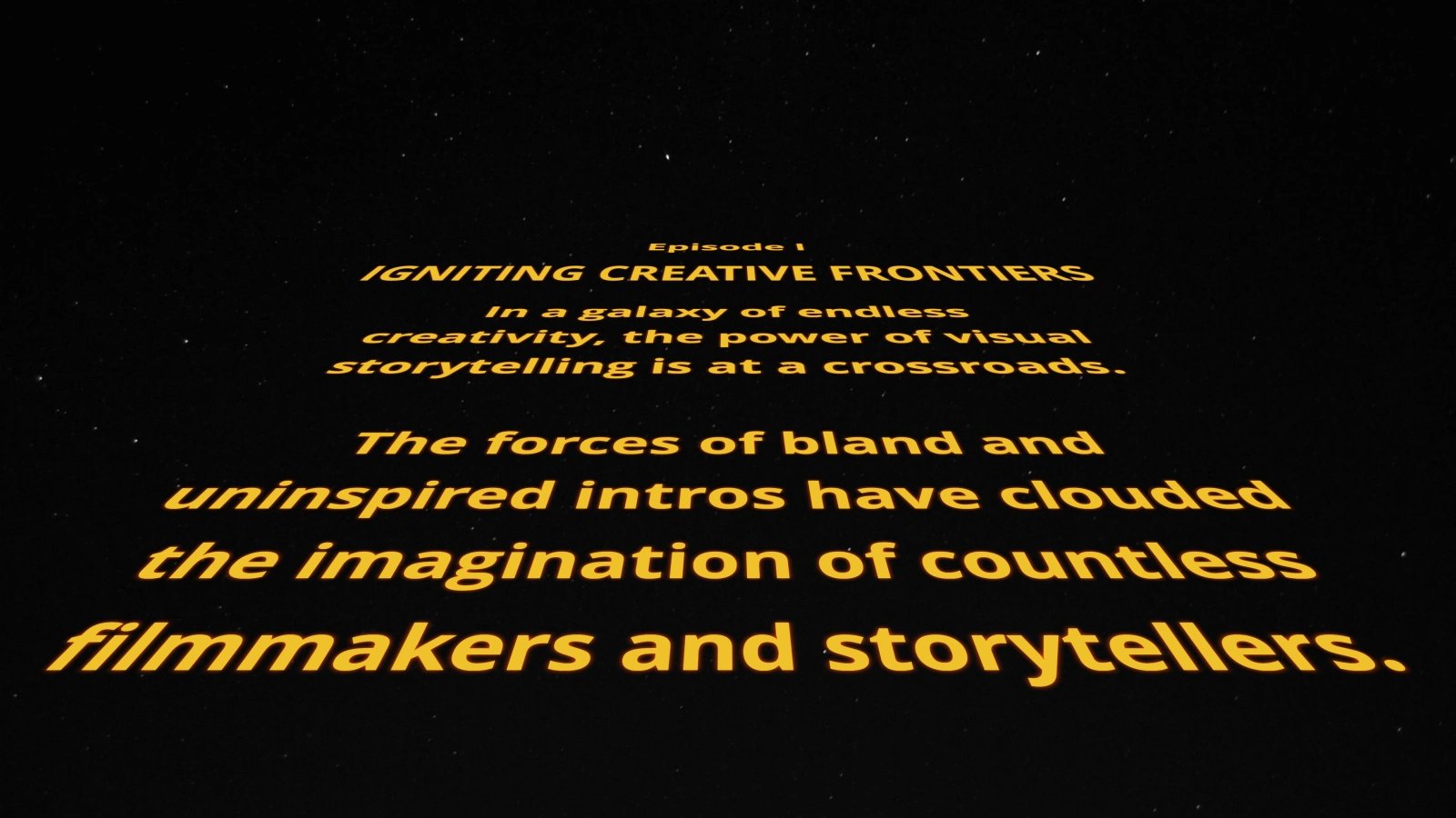 Your event title rendered as a cinematic Stargazer intro